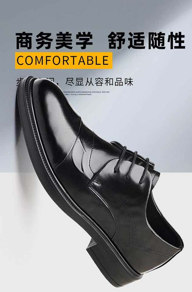 Giày da nam công sở mũi nhọn dây buộc phong cách Anh, đế thấp — màu nâu, đen chi tiết 3