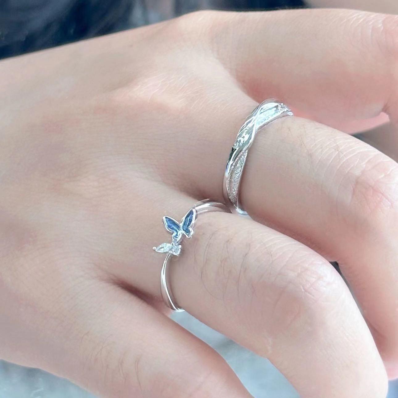 Schmetterlingsringe für Paare aus 925er Sterlingsilber – Einzigartiges Design – Perfekt als Geschenk zum Valentinstag oder Geburtstag_voghion.com
