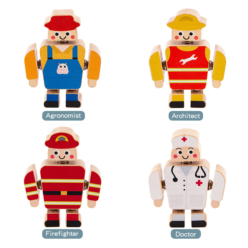 Robótico de madera de construcción de bloques de construcción de modelado creativo para niños para construir un juego de ensamblaje de juguetes de puzzle