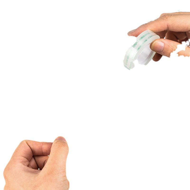 Deli 30009 cinta adhesiva fácil de rasgar transparente de alta papelería adhesiva estudiante lágrima mano cinta adhesiva 1,2 cm fuerte cinta adhesiva estrecha