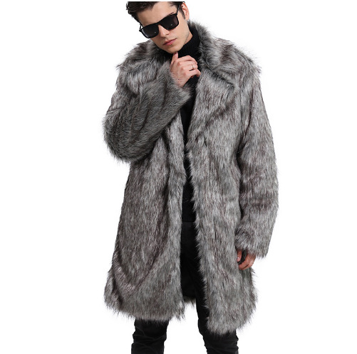 AliExpress transfronterizo de piel sintética de los hombres abrigo largo abrigo de piel trinchera traje de cuello más tamaño