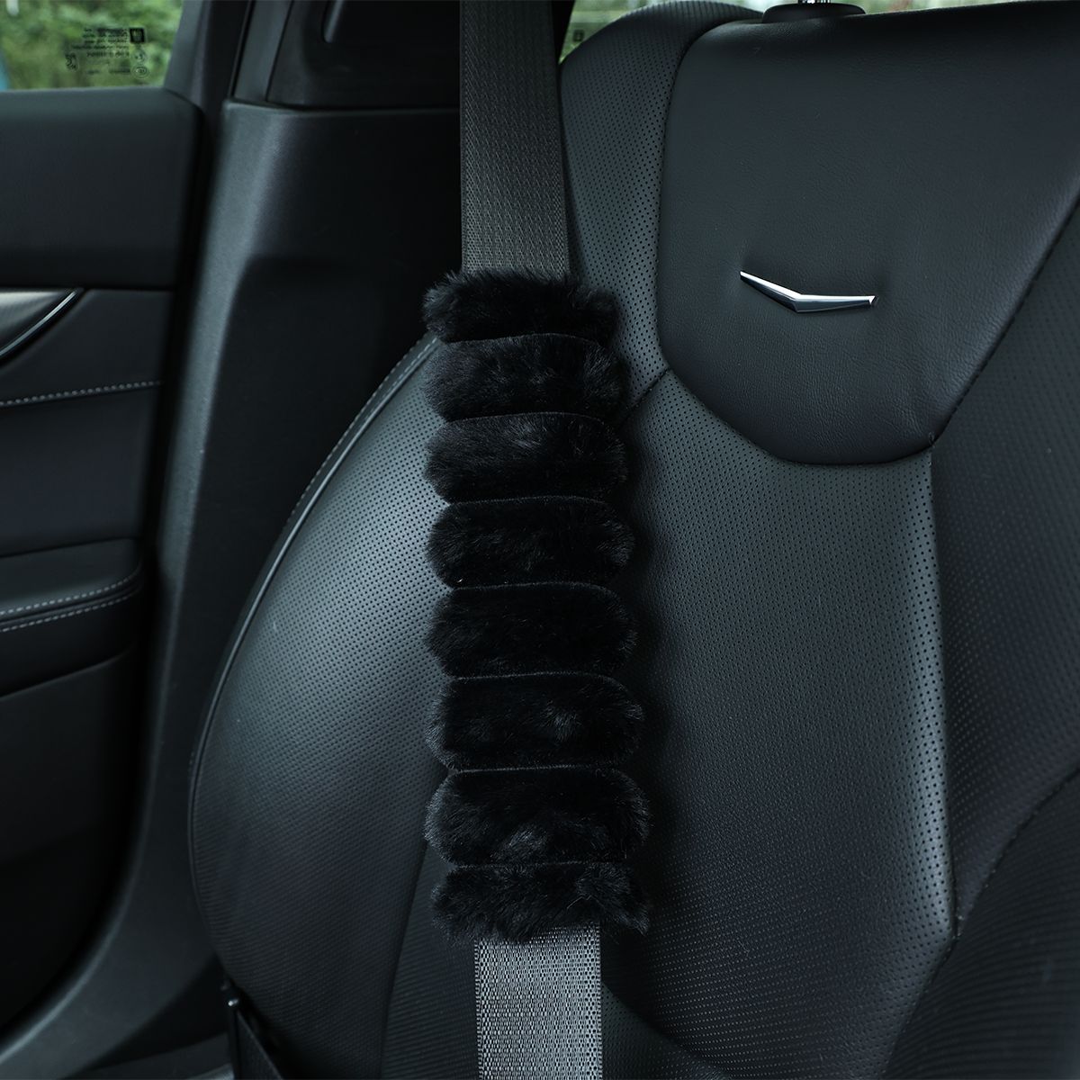 Striped Rabbit Fur Plush Safety Belt Shoulder Pads