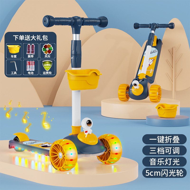 Niños de scooter con asiento plegable 2-6-10 años de edad niños y niñas tres en uno scooter con pedal