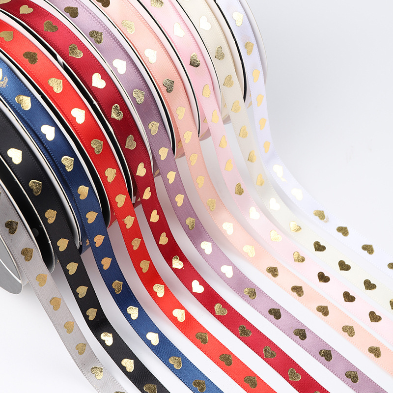 烫金爱心1cm丝带情人节七夕鲜花花束礼品蝴蝶结绑烘焙蛋糕织带