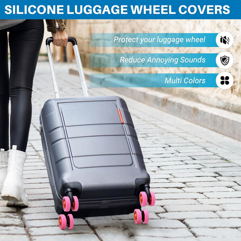 人気の新作スーツケースホイール保護カバー、ユニバーサルキャスター、衝撃吸収、騒音低減、シリコン製、静音ホイール、バッグ用