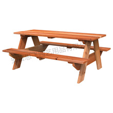 思飞园艺公园休闲野餐桌花园庭院连体套装桌椅户外家具木制野餐桌