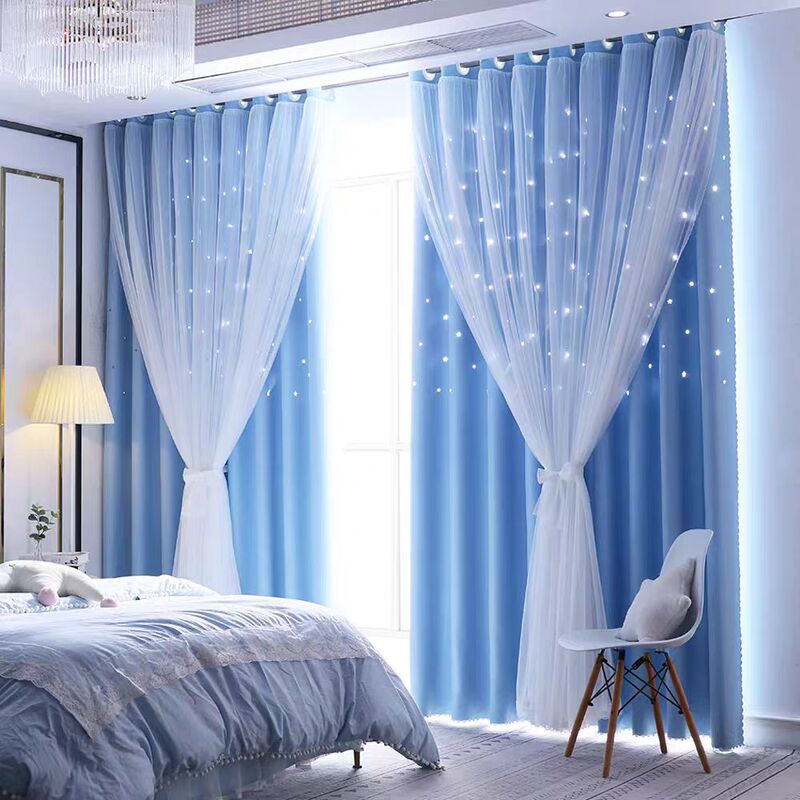 curtains Amazon Double Hollow Star Curtain Fantasy Princess Fashion Finished Curtain