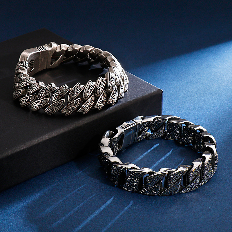 European and American Creative Casting Trendy Men's Stainless Steel Bracelet Jewelry, Personalized Retro Pattern Titanium Steel Bracelet for Men European and American Creative Casting Trendy Men's Stainless Steel Bracelet Jewelry, Personalized Retro Pattern Titanium Steel Bracelet for Men