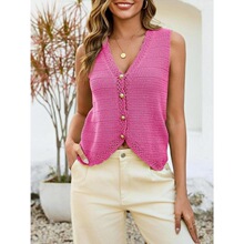 U 46596 Solid Color V Neck Vest T ��ɫV�I����