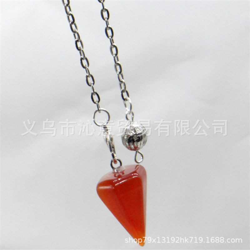 Venta caliente ágata natural cristal piedra preciosa cono hexágono cono colgante DIY cristal colgante espíritu péndulo