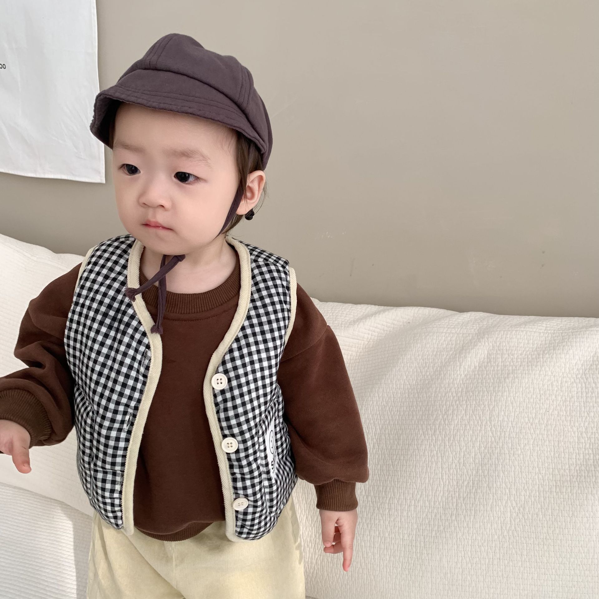 Niños y Niñas ropa de abrigo chaleco bebé Outwear 2023 Otoño e Invierno estilo coreano ropa de bebé Chaleco de algodón