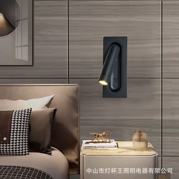 Lámpara de pared LED integrada aluminio de alta calidad regulador de ángulo tipo interruptor automático de presión luz de lectura de cama de hotel lámpara de pared