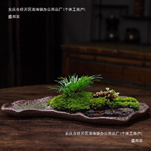 苔藓吸水石盆器盆景盆长方形菖蒲假山上水石水培紫砂陶瓷底盘花盆
