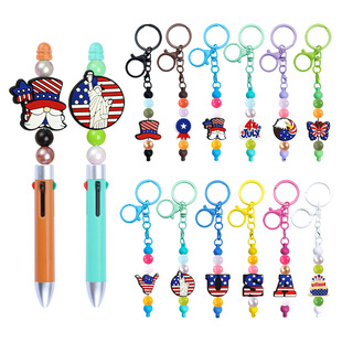 Cross-Border New American Independence Day Series DIY Focus Bead Soft Glue Patch Creative Cartoon Ballpoint Pen Handmade Beads