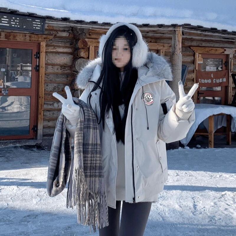 亚马逊美式毛领派克服棉服女冬季加厚保暖复古短款工装棉衣棉袄|undefined