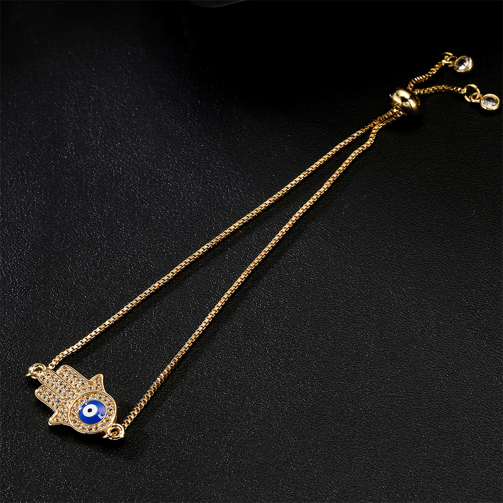 fashion drop oil micro-inlaid zircon palm demon eye lucky gold bracelet