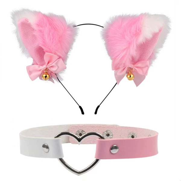 Pink Catal Ear+Love Pink White Color Color Circle Circle