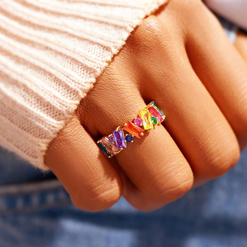 Female Geometric Design Irregular Color Ring