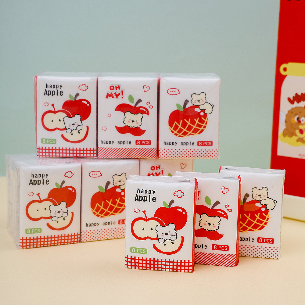 Apple scented white tissue handkerchief paper 9-pack