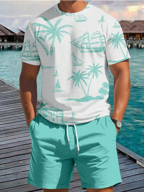 クロスボーダーホットスタイルヨーロッパとアメリカのファッションTシャツレタープリント夏のストリートルーズカジュアルショーツヒップホップスポーツスーツ|undefined