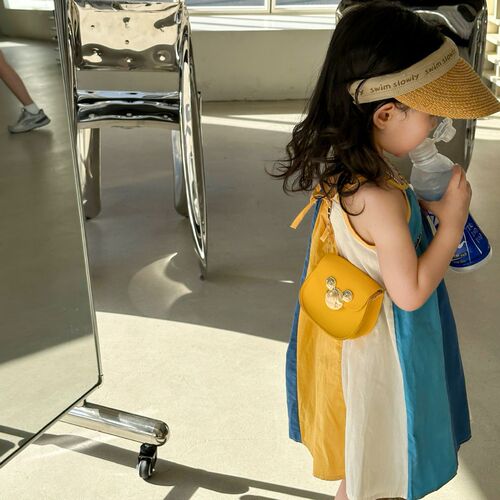 Girls' Color-Block Suspender Dress, Princess Style, 24 Summer Collection — New Arrival, OEM Kids' Clothing Dropshipping, Available for Ages 3–8