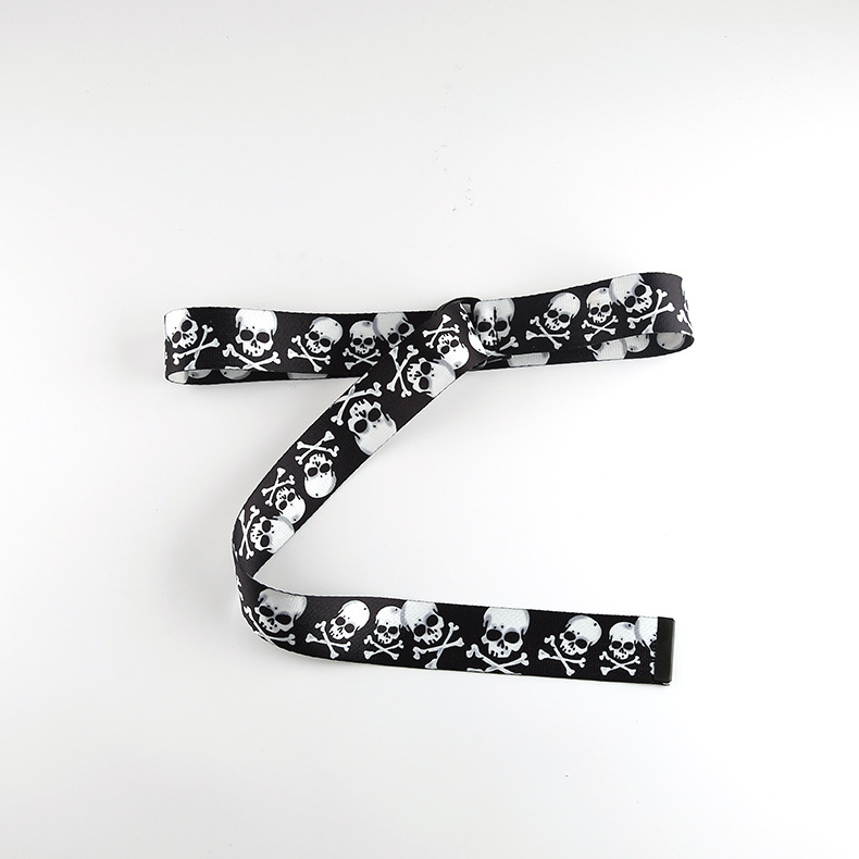 Exaggerated Skull Woven Fabric Iron Unisex Woven Belts display picture 13