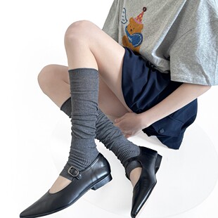 25 Spring and Summer New Foot Stocking Set Korean Macaron Color Solid Color Wood Ear Heap Stocking All-match Socks