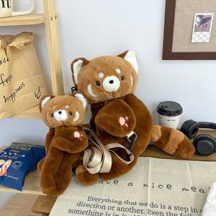 Red Panda Bag Plush Doll Crossbody Bag 2024 New Distinctive Backpack Women's Cute Soft Backpack