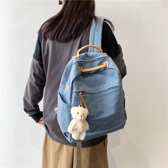 Japanese-style Instagram backpack for women, large capacity casual canvas double shoulder bag, forest-style retro backpack for primary and high school students and college students