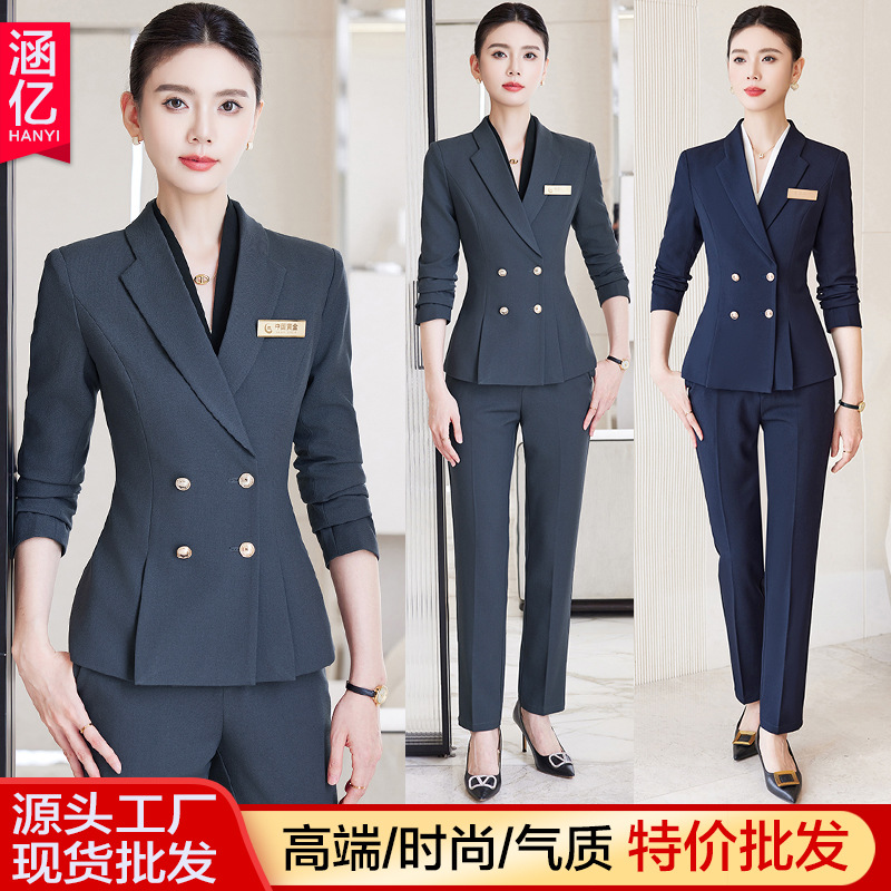 Fashion Suit Set for Women, Professional Attire, Elegant Commuting Business Casual Formal Wear, Interview Spring and Autumn Blazer Jacket Workwear