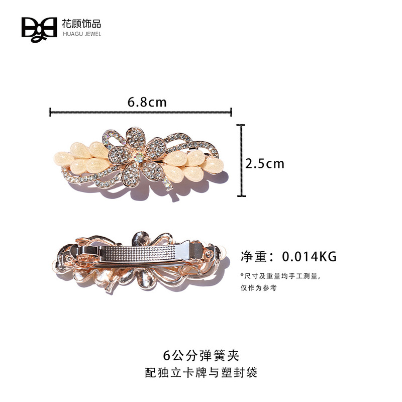 2025新款发饰花朵头饰可爱合金发夹气质发卡6公分弹簧夹镶钻饰品|undefined