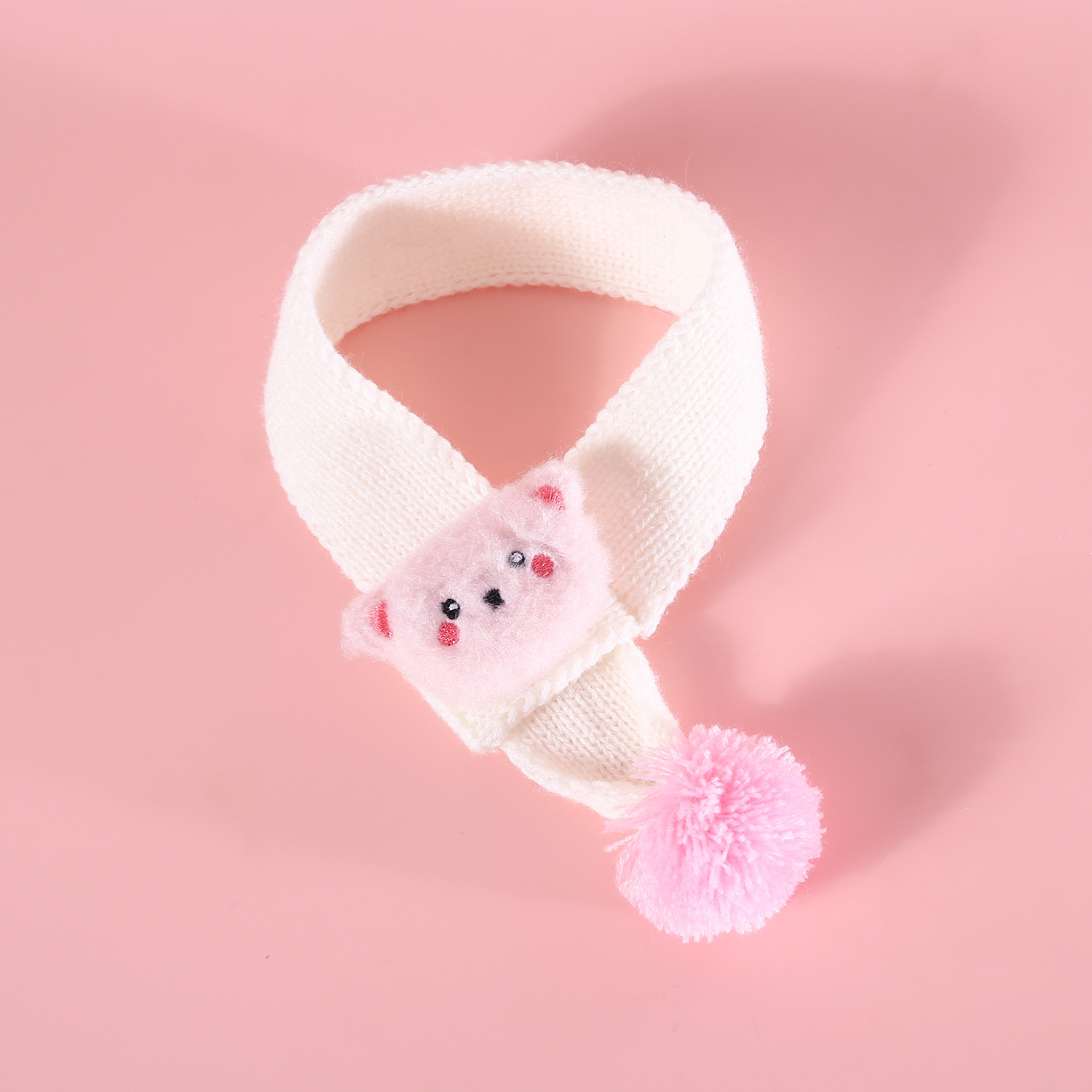 Gato de Mascota de punto bufanda de dibujos animados Rosa marrón cachorro oso de peluche oso bordado bufanda de lana caliente bola