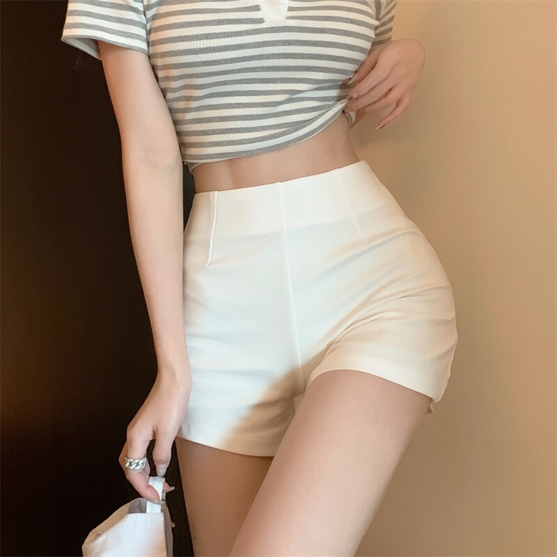 White High-Waisted Slimming A-Line Summer Thin Tight-Fitting Hot Pants for Women with Missing Lower Body