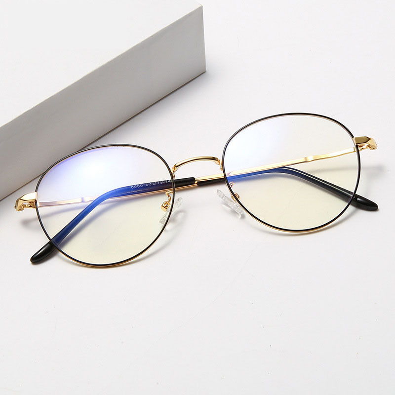 新款圆框防蓝光镜时尚文艺电脑框架眼镜8866潮流平光镜厂家现货