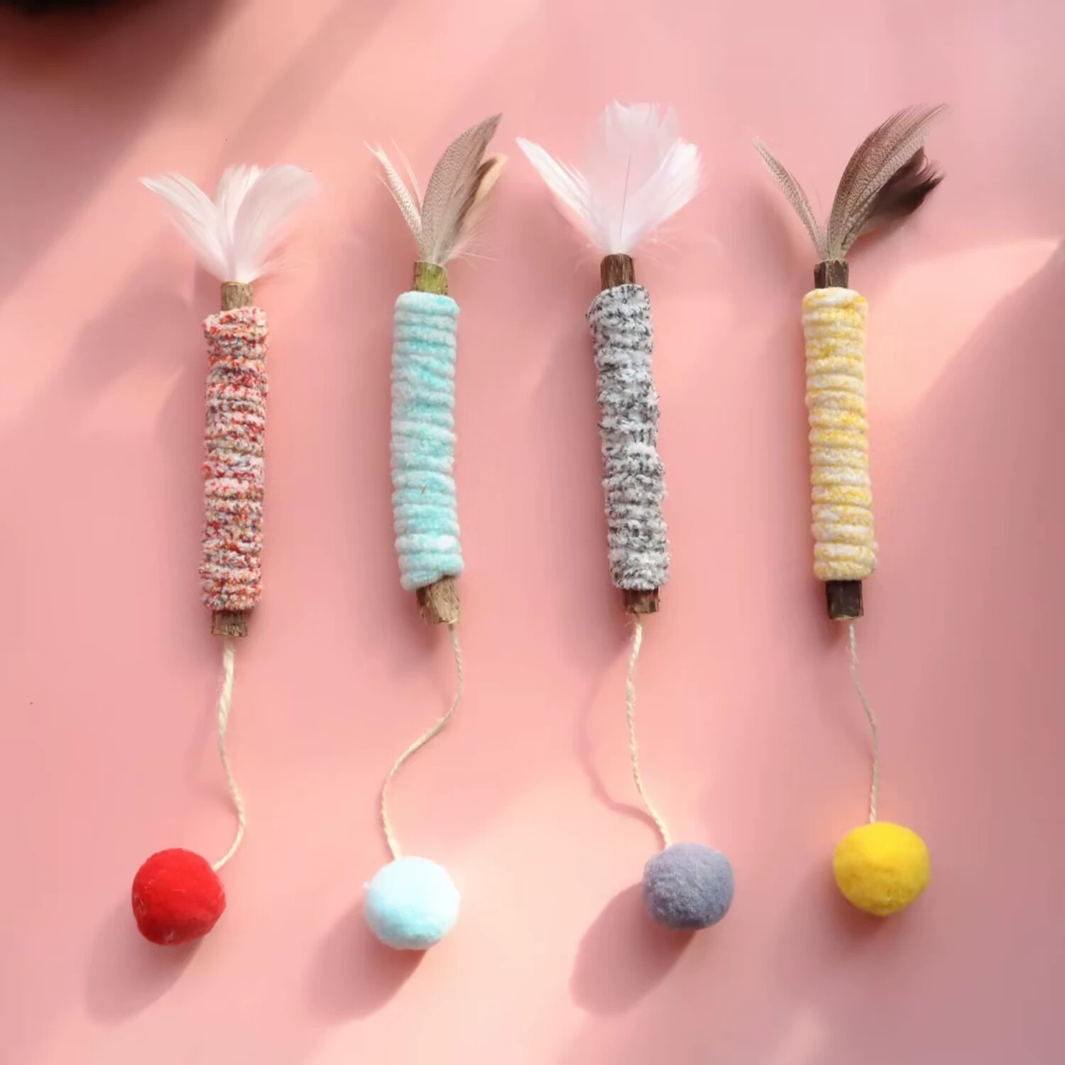 Новый стиль Polygonum Multiflorum шлифовальная палочка с шерстяной обмоткой шарик для волос забавная кошачья палка с перьями устойчивая к укусам кошка самоочищающая душный артефакт