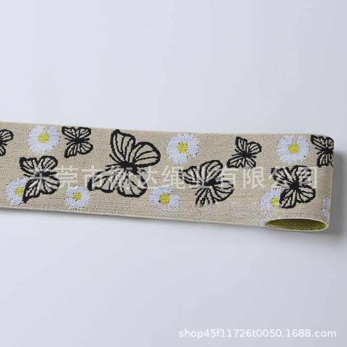 Spot 5cm poliéster elástico mariposa jacquard ropa zapatos sombreros ropa interior cintura elástica cabeza
