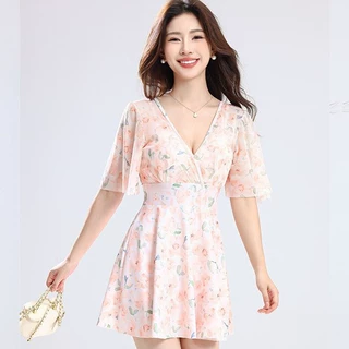 2025新款泳衣女连体裙式仙女范遮肚显瘦性感韩国ins风泡温泉泳装