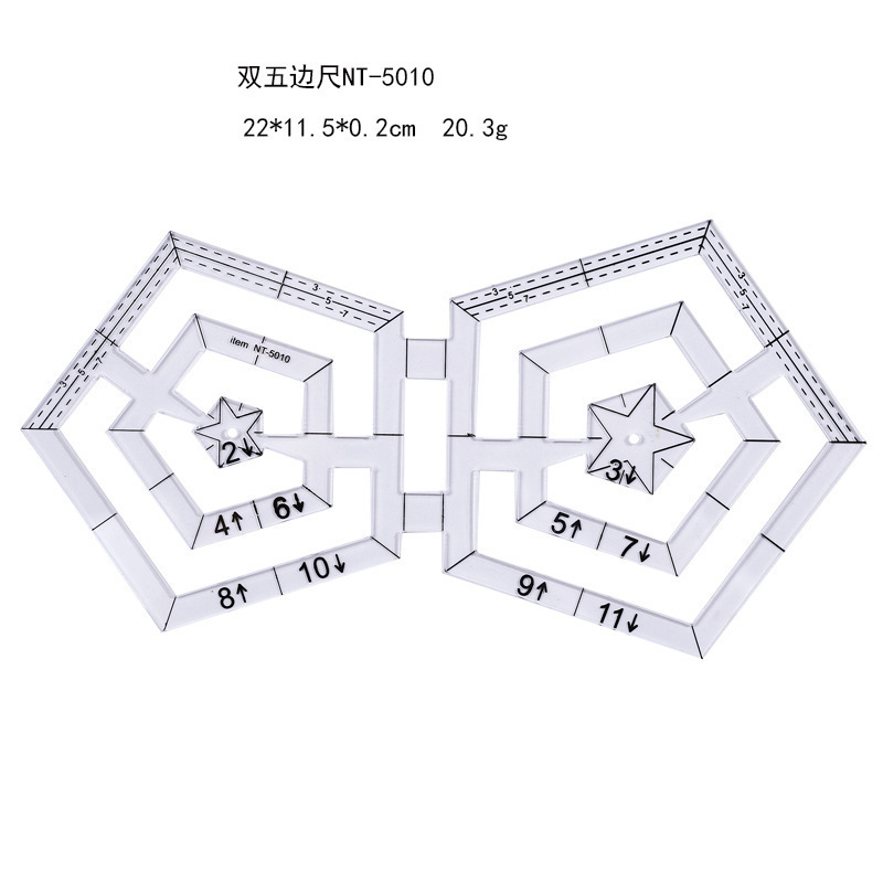 亚克力异形缝纫拼布尺 切割尺双色长正方形尺 镂空尺 PVC模板|undefined