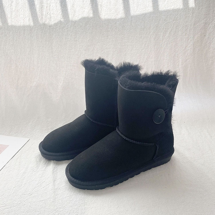 Women's Snow Boots With Sheep Fur Lining And Thick Wool Warmth_voghion.com