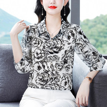 品牌桑蚕丝衬衫女2025新款优雅气质妈妈上衣宽松显瘦女装真丝上衣
