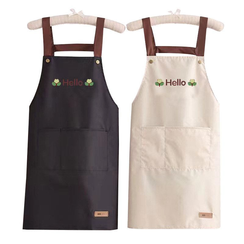 エプロン家庭用キッチン防水防油作業服ロゴ印字カスタム女性夏の薄い飲食物が腰を囲んでいる|undefined