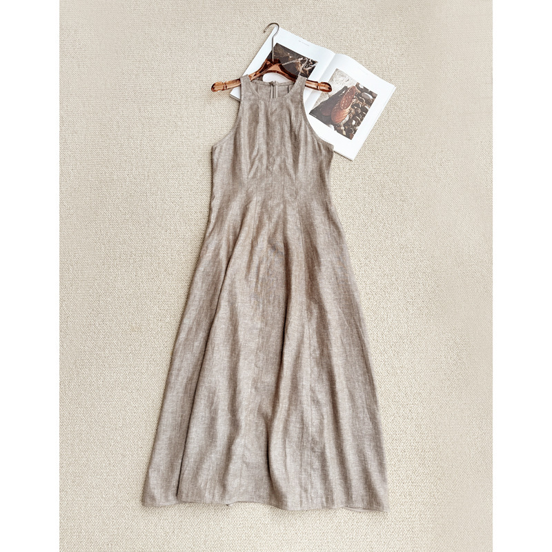 B 2026 New Summer Style Women's Shiny Twill Patchwork Sleeveless Maxi Dress B 2026 New Summer Style Women's Shiny Twill Patchwork Sleeveless Maxi Dress