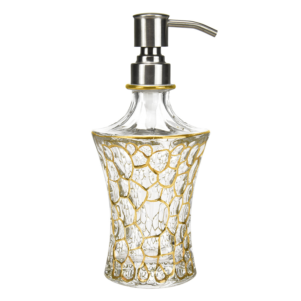 家用洗手液玻璃分装瓶 轻奢不规则乳液按压瓶 酒店洗发水瓶300ml