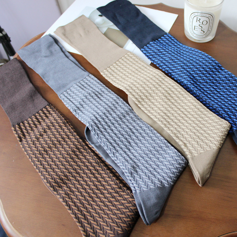 Foreign Trade Factory Men's Business Socks Manufacturer Direct Sales Mercerized Cotton Men's Socks Gentleman Socks Seamless Toe Long Knee-High Socks