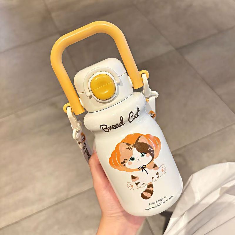 可爱猫咪系列保温杯 设计感女生咖啡随行杯316不锈钢便携吸管杯子|undefined
