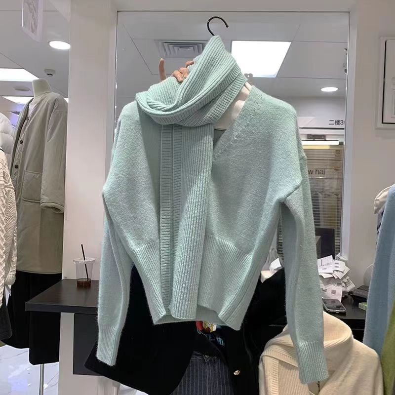 2024 한국 가을 | 겨울 새로운 슬림 핏 슬리밍 V 넥 긴팔 니트 스웨터 카디건