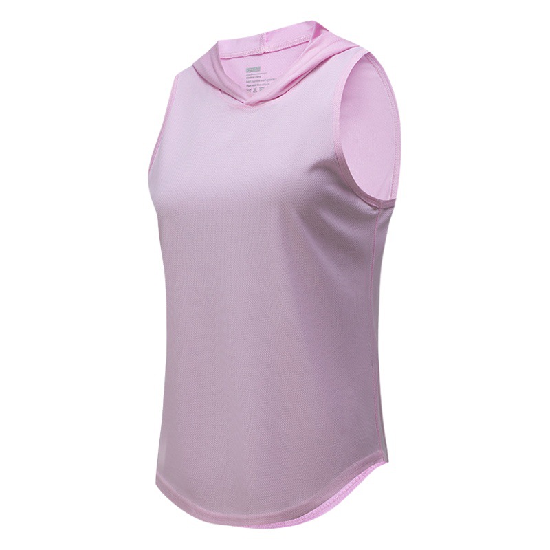 Summer sleeveless vest women's outdoor quick-drying running sports training thin breathable yoga hooded workout clothes top
