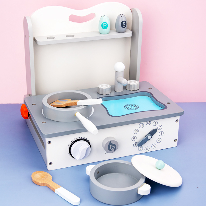 Fabricante mayorista de juguetes de cocina para niños en casa simulación de madera simulación de cocina juegos de niños y niñas
