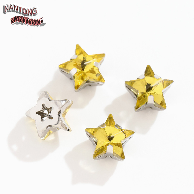 手縫い五芒星爪ドリルガラスクリスタル手縫いドリル DIY ウェディングドレス素材ホワイト K 穴付きドリルアクセサリー|undefined