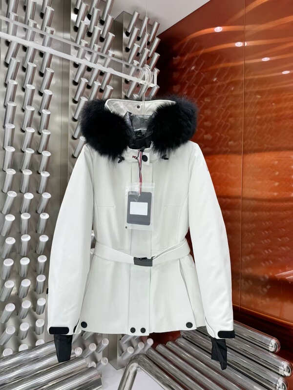 Grenoble High Version Hooded down Jacket Ski Jacket Waist-Cinching Windproof Rainproof down Jacket Women's Short Style